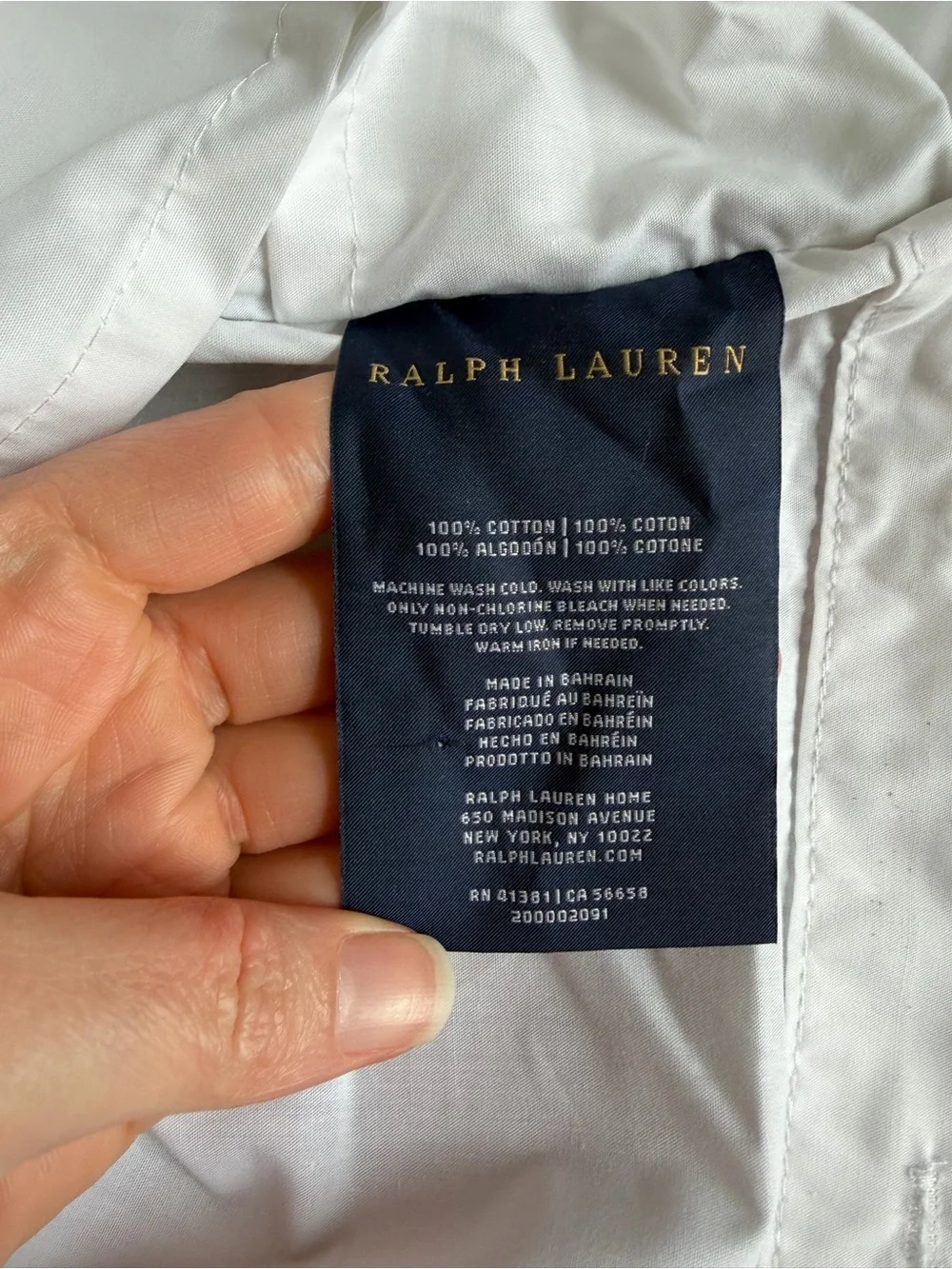Ralph Lauren Home Organic Cotton Percale Palmer Sham King Size Polo Navy Luxury